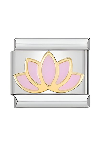 RoseCo00 Çelik Lotus Çiçek Unisex İtalyan Bileklik Charmı