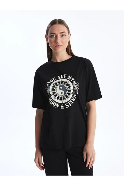 LC Waikiki Crew Neck Printed Short Sleeve Oversize Women's T-Shirt
