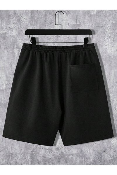 Mythologie Pantaloni scurți tricotați cu talie înaltă, cu buzunare, cu imprimeu negru - bumbac pieptănat Wild Adventures