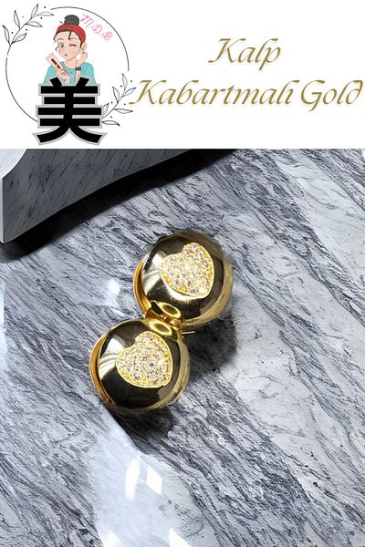FORSEİ LUCA Gold Colored Heart Embossed Paddy 1 Pair Earrings