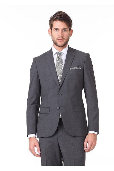Kip Regular Fit 4 Drop Mono Collar Plain Weave Suit