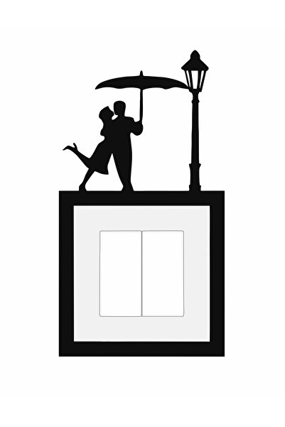 şamaksesuar Dekoratif Sevgili Temalı Ahşap Siyah Priz Çerçevesi