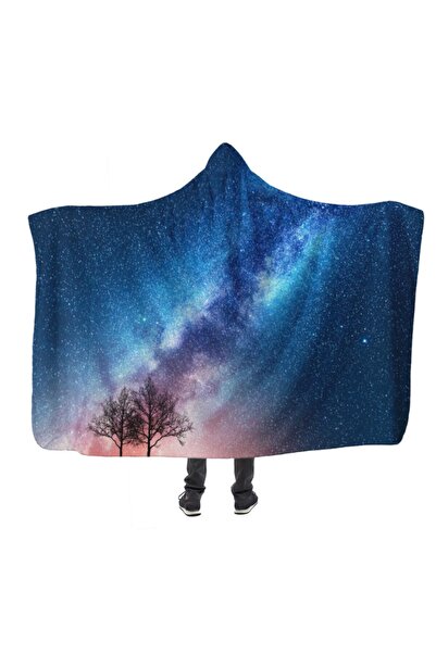 PASAJ HOME Mavi Gökyüzü Ağaç Kapşonlu Battaniye