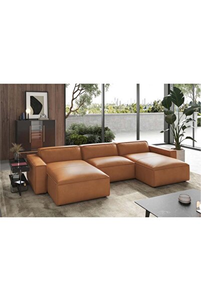 hoom concept ORLANDO DERİ ÜÇLÜ ÇİFT KÖŞELİ KOLTUK
