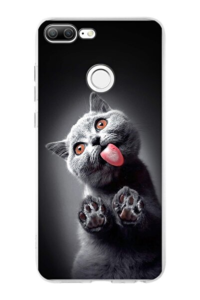 PrintiFy Huawei Honor 9 Lite ile Uyumlu 1mm Slim Fit Kedi 2 050c Baskılı Şeff...