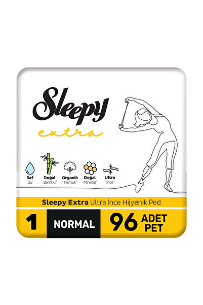 Sleepy Extra Ultra İnce Hijyenik Ped Mega Normal 2 Paket 96 Adet Ped (Tekli Paket)