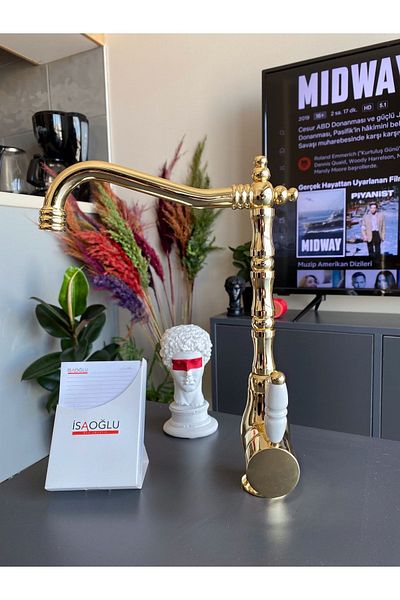 İSAOĞLU YAPI Gold Rustic Kitchen Faucet Gold Sink Faucet Rustic Kitchen Faucet