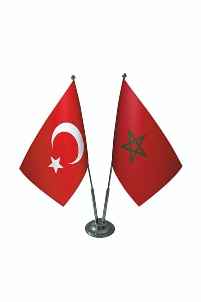 tasarım harikaları 2 Li Masa Bayrağı Krom Direkleri Ile (fas-türkiye)