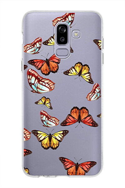 PrintiFy Samsung Galaxy J8 ile Uyumlu 1mm Slim Fit Water Color 2 Baskılı Şeff...