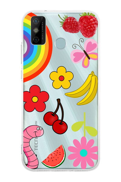 PrintiFy Tecno Spark 6 GO ile Uyumlu 1mm Slim Fit Water Color 5 Baskılı Şeffaf  Kılıf