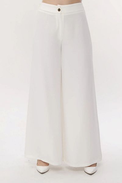 Modabenna Comfortable Cut Crepe Fabric Women's Trousers - Elastic Waist