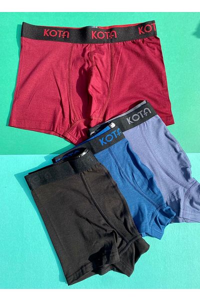 VicTroy Men's Modal Boxers - 4-Piece Anthracite, Claret Red, Blue and Black Colored, Wide Elastic Non-Marking