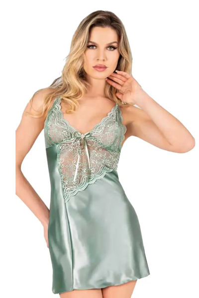 Viselya Σετ Δαντέλα πράσινων σατέν νυχτικών