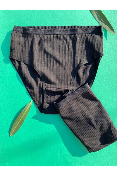 VicTroy Cotton 5-Piece Ecru, Green, Black, White and Pink Color Ribbed Triangle Women's Panties 50G20