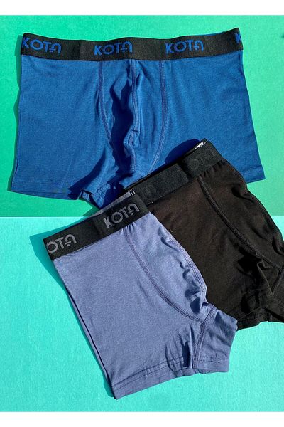 VicTroy Ανδρικά Modal Boxers - 3 τεμάχια, χωρίς σήμανση, φαρδιά λάστιχα, ανθρακί, μπλε και μαύρο χρώμα