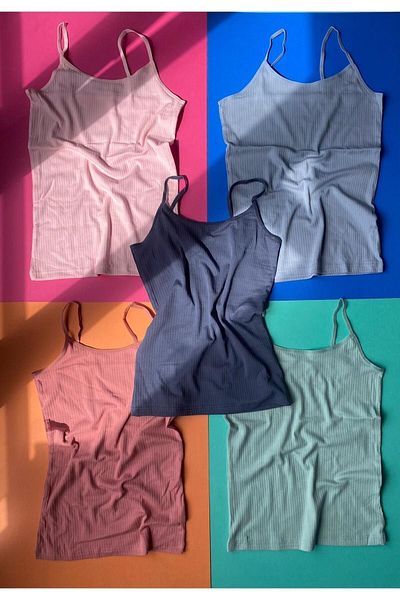 VicTroy Cotton, Lycra Ribbed Women's T-Shirt with 5 Rope Straps