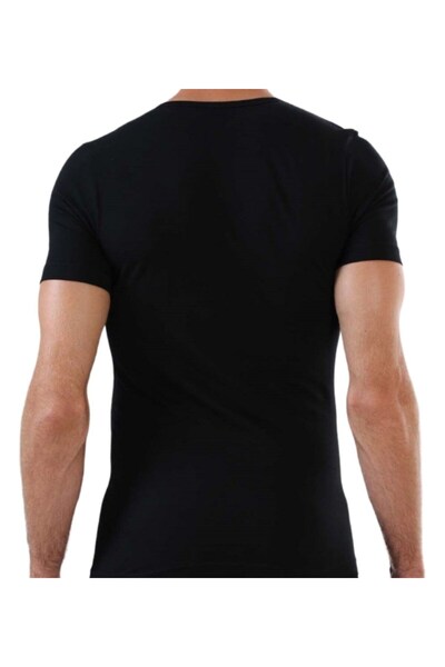 marufshop Ανδρικό κοντομάνικο μπλουζάκι με λαιμόκοψη V Slimfit Lycra