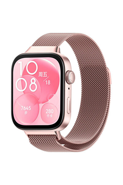 İncisoft Huawei Watch Fit 3 / Fit 4 / Fit 4 Pro Uyumlu Paslanmaz Hasır Örgü Metal Milano Kordon Strap