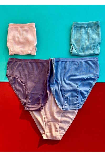 VicTroy Βαμβακερό Lycra Γυναικείο εσώρουχο 5 τεμαχίων με ραβδώσεις