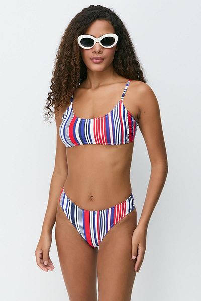 C&City Bikini-Set mit Kordelträgern, Modell 3268, Rot/Marineblau