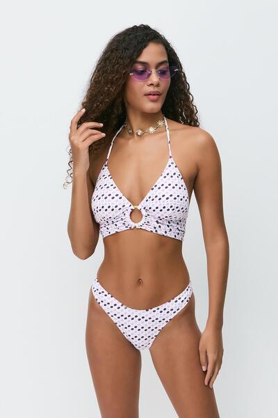 C&City Halka Detay Üçgen Bikini Takım 3278 Mor/Beyaz