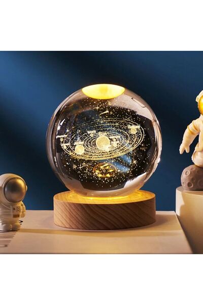 Taşarhome 3 Boyutlu Cam Küre Gezegenler Samanyolu Galaksi Dekoratif Küre Gece...