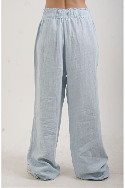 Zelish My Sister Lenjerie naturala - Talie elastica, pantaloni albastri cu picioare late