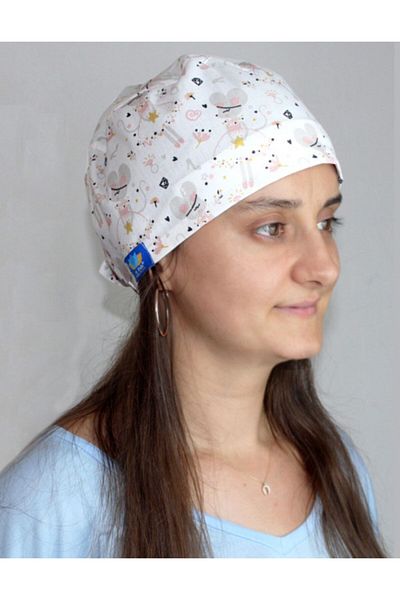 DrMia White Little Mouse Pattern Doctor Nurse Hospital Veterinary Chef Cap