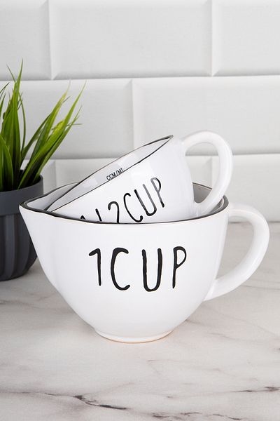 Dns Giyim 250 ml and 500 ml Ceramic Measuring Cup Set - Mug Cup Measuring Cup
