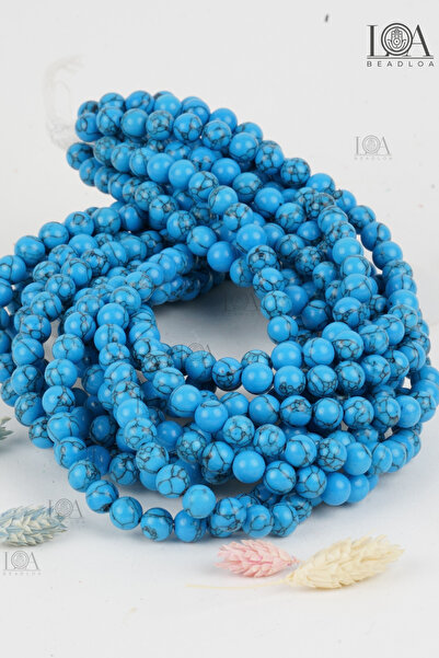 LANDOFACCESSORY Navy Blue 8 mm Crimped Natural Stone - Necklace and Bracelet ...