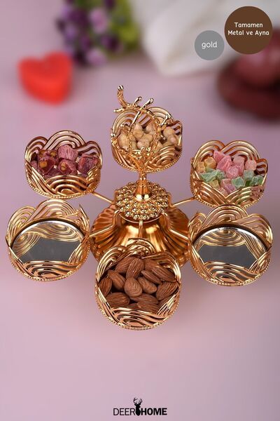 Passionis 6 gözlü Lüx Gold Tamamen Metalden Sunumluk ,ikramlık
