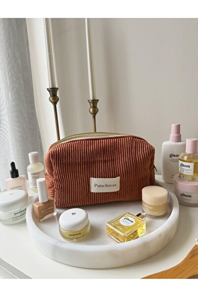 Punchiess Kiremit Kadife Makyaj Çantası