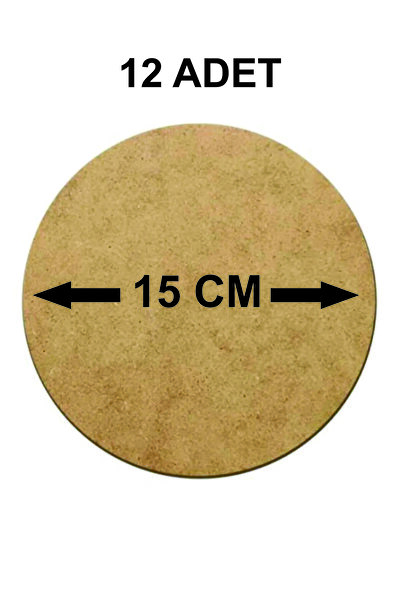 şamaksesuar Supla Levha ( 12 Adet ) 3 MM Ham Mdf 15 Cm Çap Yuvarlak Servis Al...