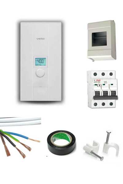 Veito Blue S 380 volt 3 faz dijital Ani Su Isıtıcı 21 kw - Merkezi Sistem 6mt KABLOLU TAM TAKIM SET