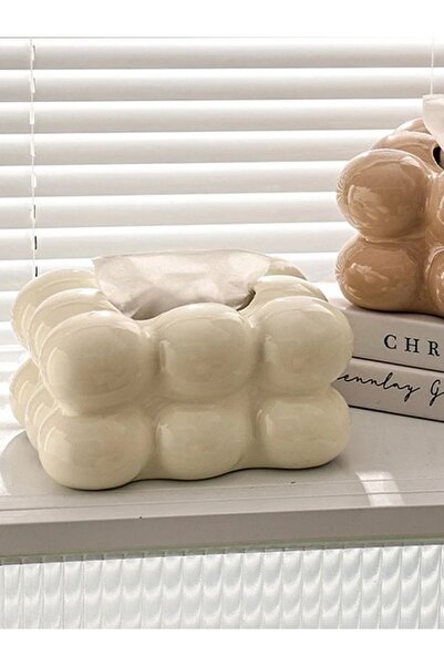 peony studio Decorative Cream Ceramic Napkin Holder - Lp001-nb