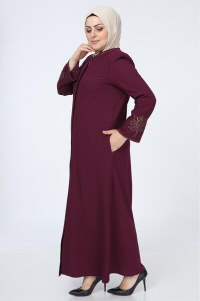 Jamila Embroidered Ferace with Hidden Zipper