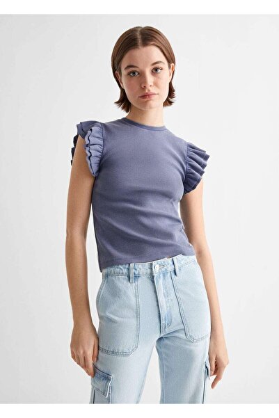 Mango Teen Kısa kollu fırfırlı tişört