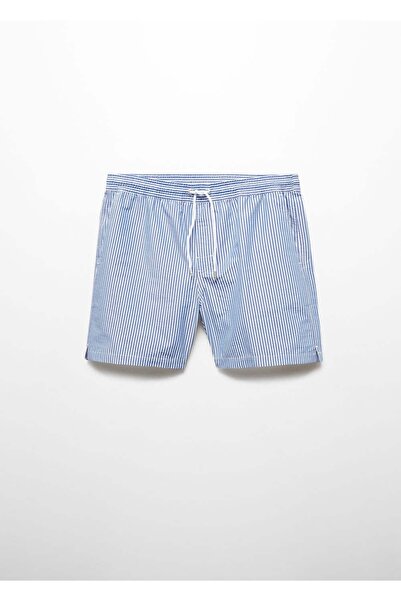 MANGO Man Μαγιό Seersucker υφασμάτινο ριγέ κορδόνι