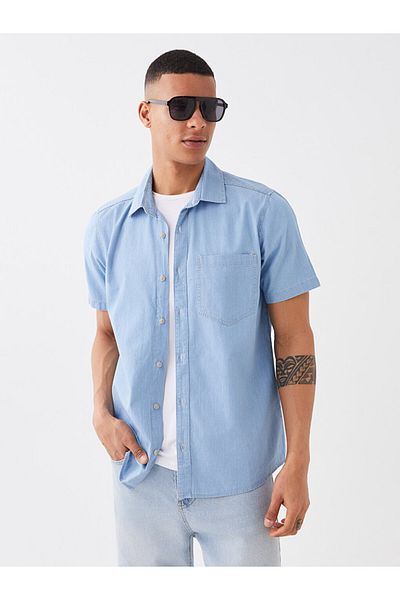 LC Waikiki Regular Fit Short Sleeve Men's Jean Shirt