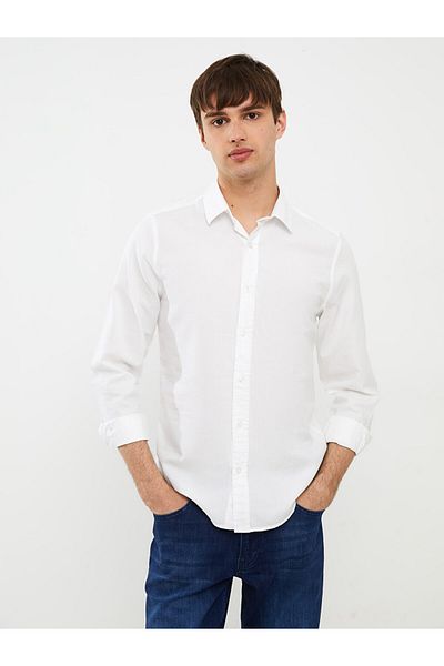 LC Waikiki Cămașă pentru bărbați din gabardină cu mânecă lungă, slim fit