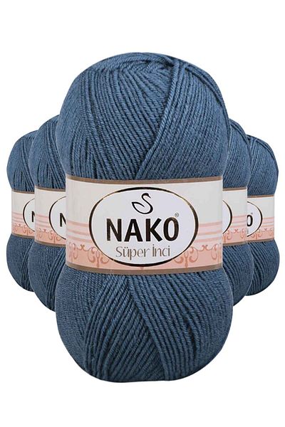 NAKO Storm Blue Super Pearl Hand Knitting - 5 Pieces 100 gr 185