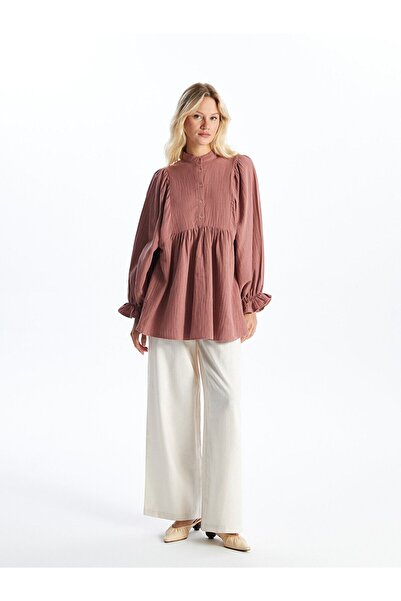 LC Waikiki Hakim Yaka Düz Uzun Kollu Oversize Kadın Tunik