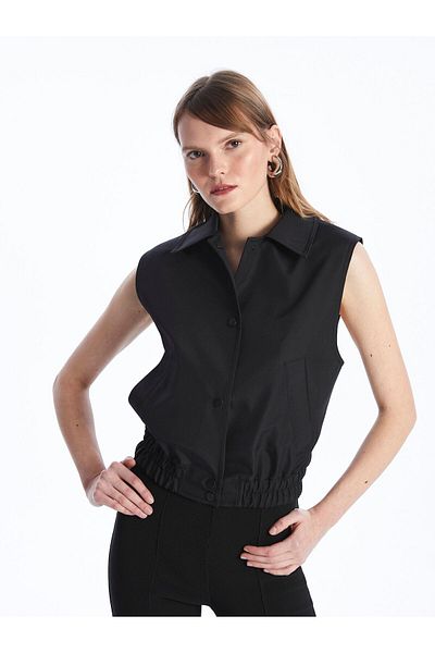 LC Waikiki Women's Shirt Collar Plain Vest
