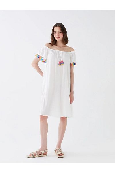 LC Waikiki Lcw Dream Women - Φόρεμα παραλίας με λαιμόκοψη Sweetheart και φούντα