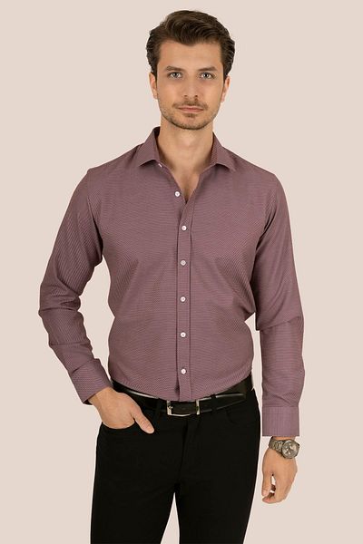 Etikmen Slimfit tričko so vzorom Claret Red Dobby s darčekovou krabičkou