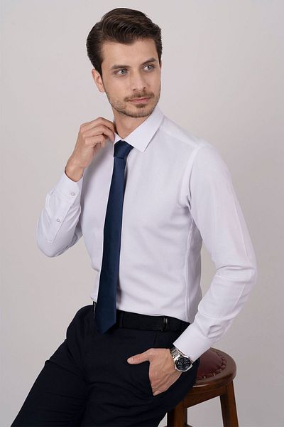 Etikmen Weißes und marineblaues Krawattenset - schlichte Geschenkbox