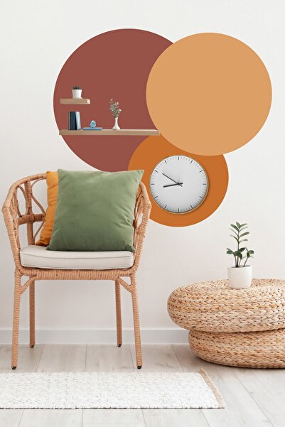 Beyaz Grafik Autocolant de perete multicolor cu cerc boem