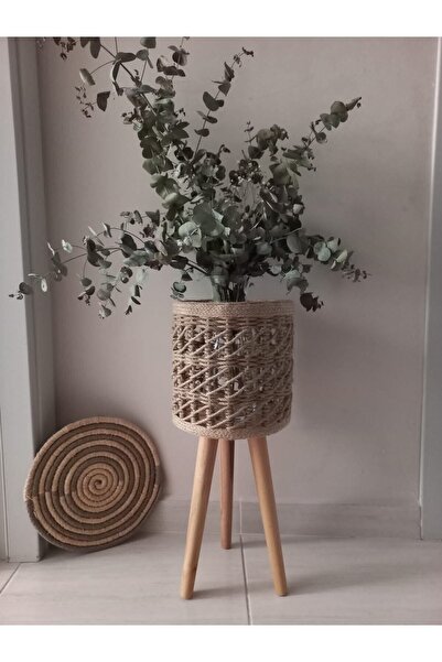 Genel Markalar Hasır Çiçeklik Ayaklı Sepet Saksı