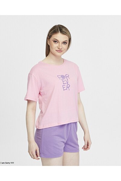 YHGTEKSTİL Βαμβακερό κοντομάνικο εμπριμέ γυναικείο σορτς καλοκαιρινό σετ πιτζάμα