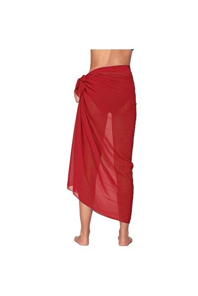 Star Kırmızı Uzun Pareo Kadın Plaj Elbisesi Yeni Sezon